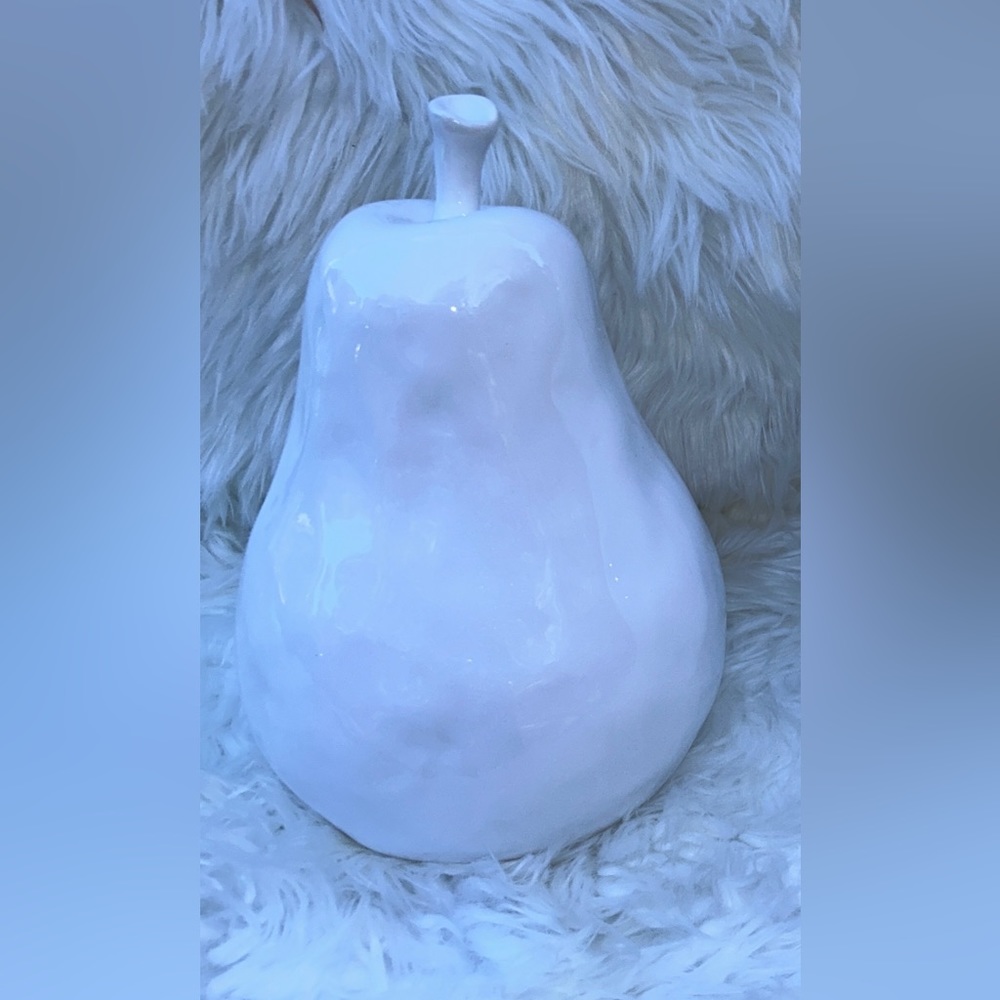 Large White Ceramic Pear Decor